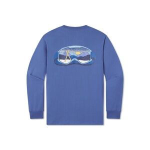 Southern Marsh Blue Long-Sleeve Tee with Scenic Goggles Graphic